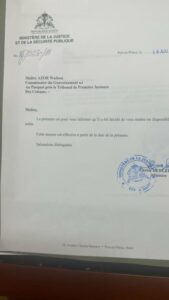 Sud: Révocation de Me Wadson Azor, Commissaire du Gouvernement près le Tribunal des Côteaux