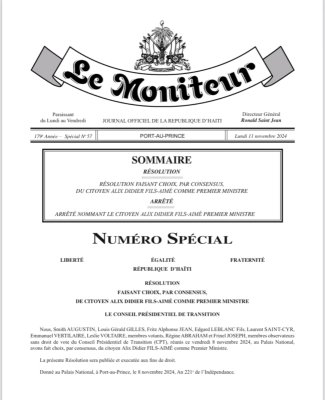 Haïti : Le CPT révoque Garry Conille et nomme Alix Didier Fils-Aimé Premier ministre