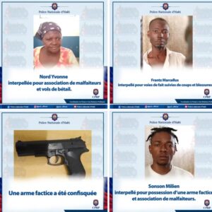 Trois individus interpellés et une arme factice confisquée par la PNH dans le Centre