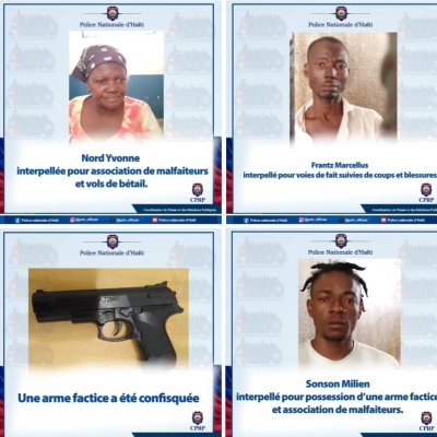 Trois individus interpellés et une arme factice confisquée par la PNH dans le Centre